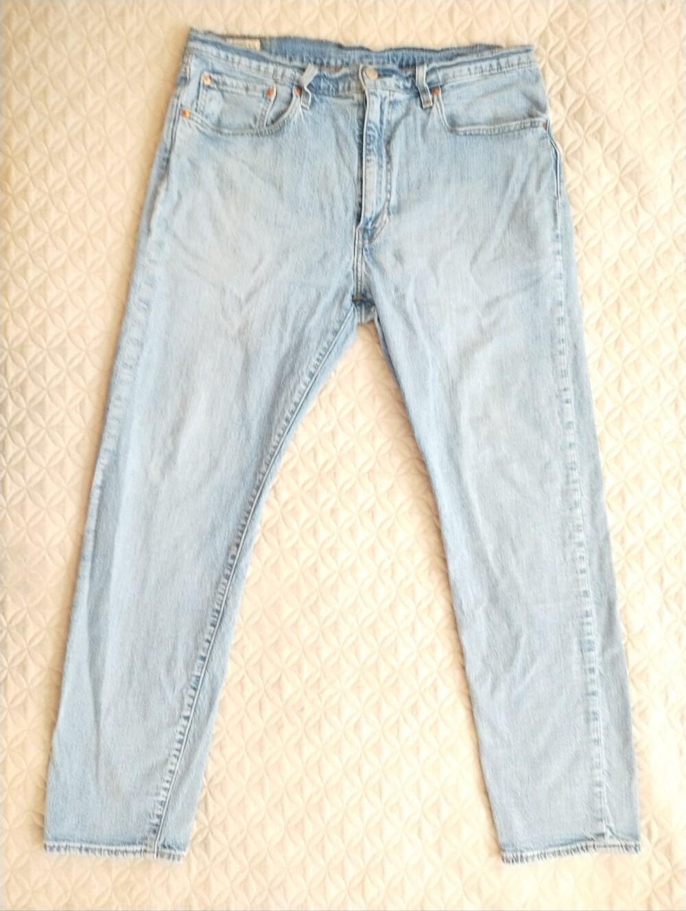 Levis 502 Jeans Mens 36x32 Blue Light Wash Regular Tapered Denim